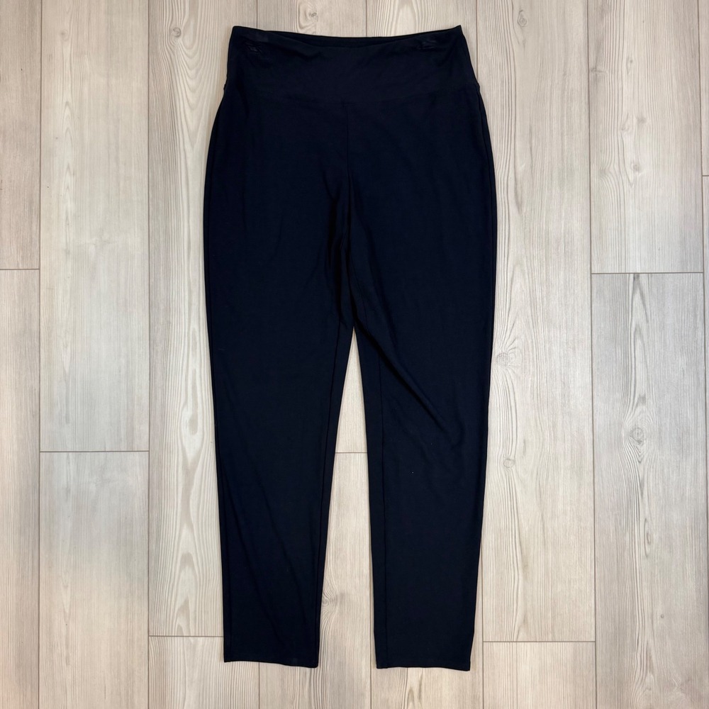 J. Jill Wearever Smooth-Fit Slim Leg Pants Navy Blue Medium Tall Stretch Rail